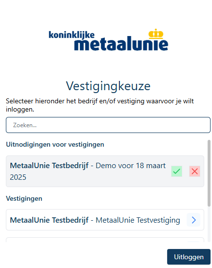 InloggenVestigingKeuzeUitnodiging