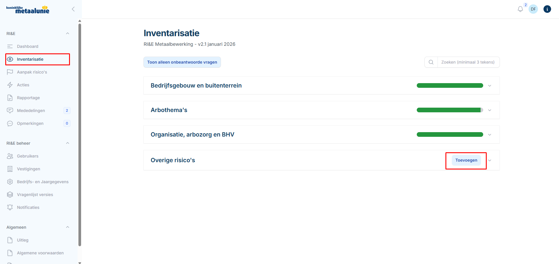 InventarisatieOverigeRisico