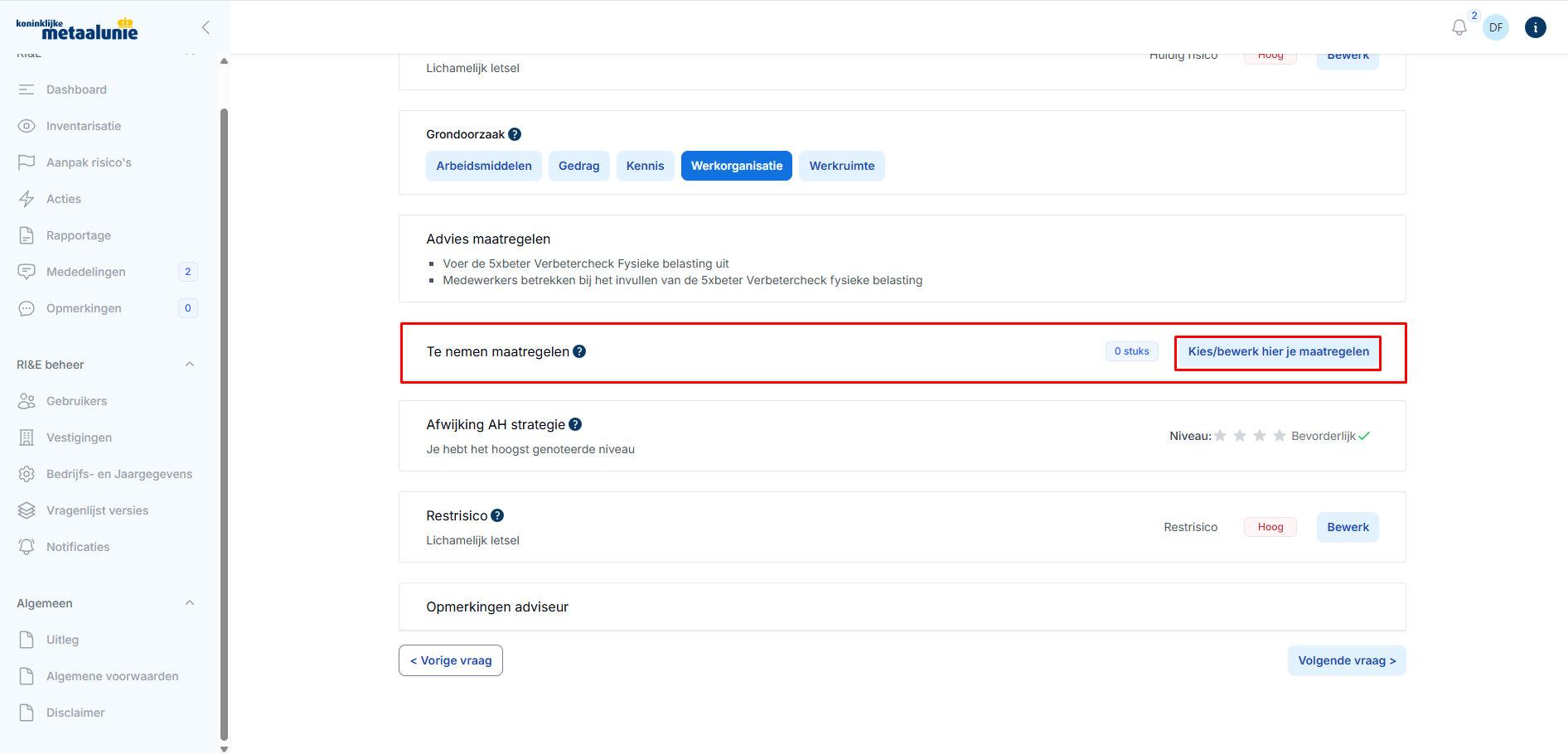 InventarisatieVragenTeNemenMaatregelen