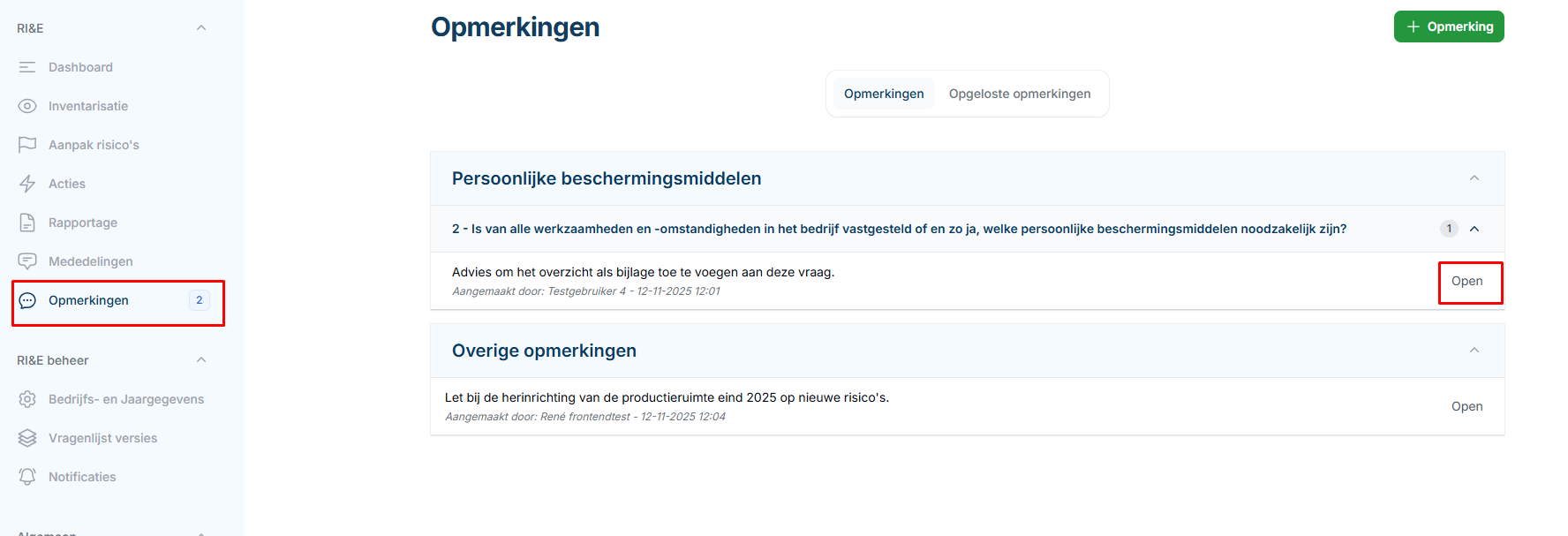 OpmerkingenOpenen