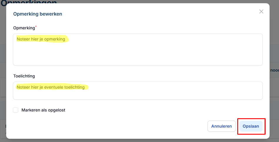 OpmerkingenVragenBewerken