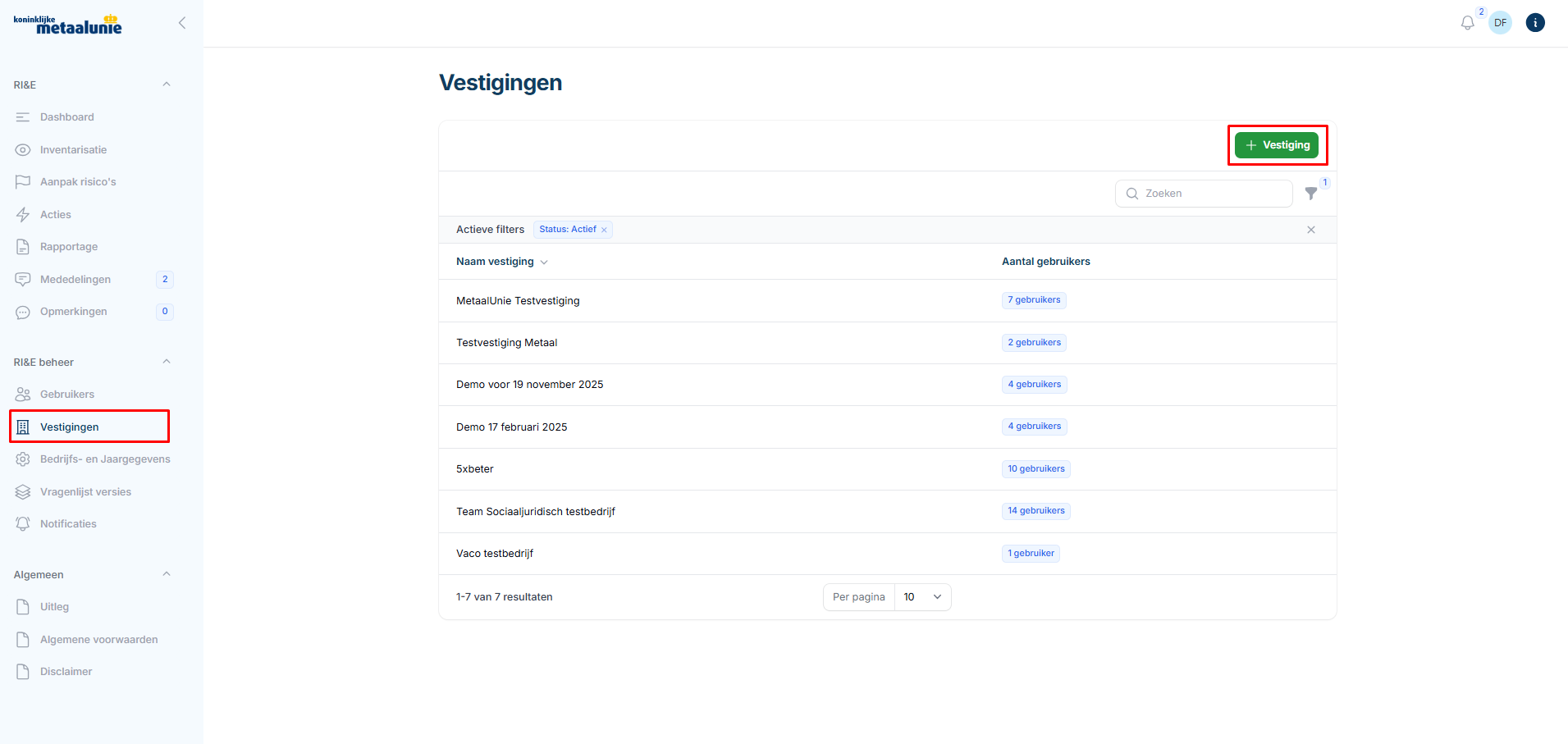 Vestigingen