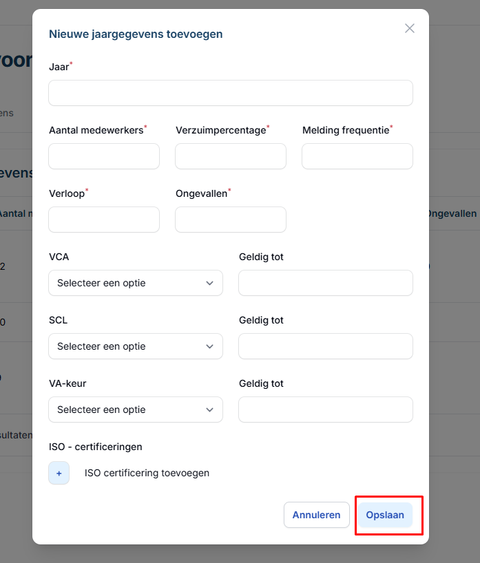 VestigingenJaargegevensToevoegen